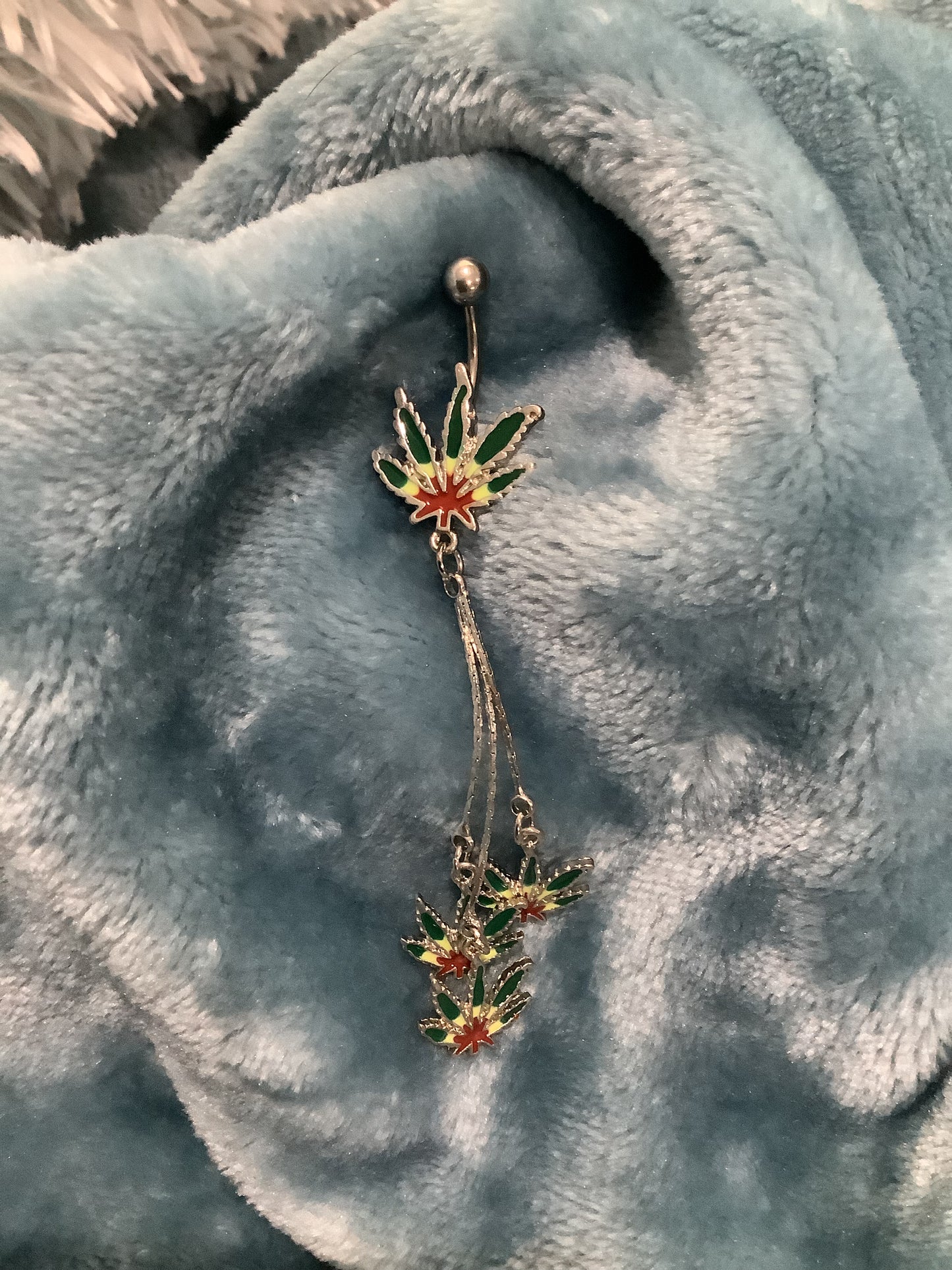 420 Rasta Leaf Belly Rings