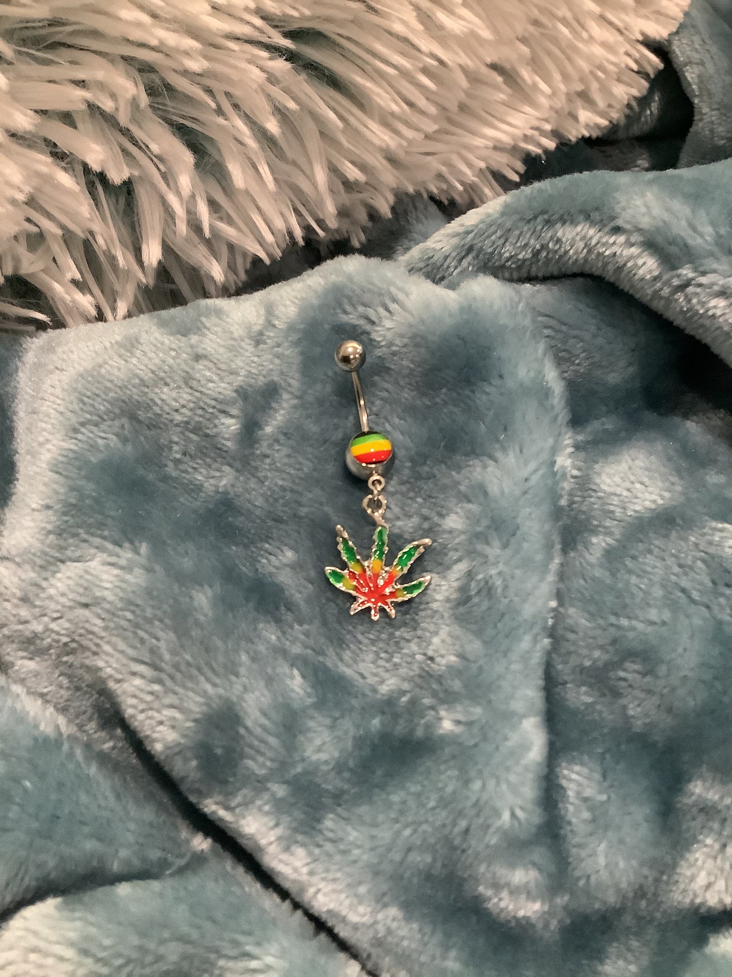 420 Rasta Leaf Belly Rings
