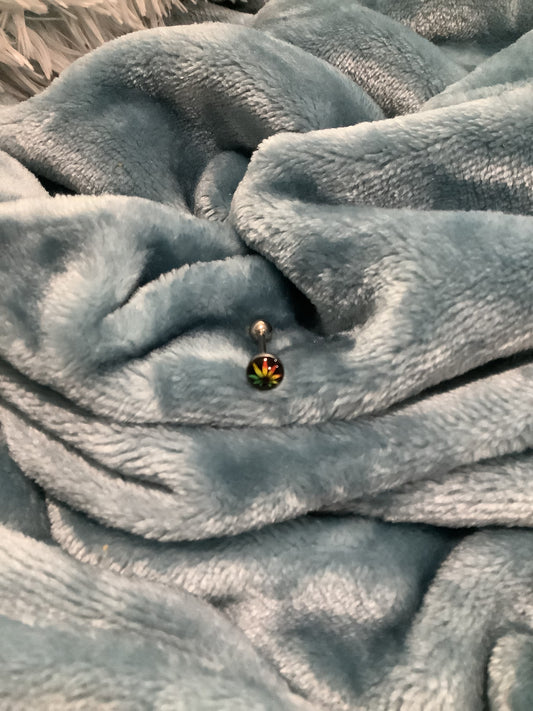 420 Leaf Stud Tongue Rings SSS