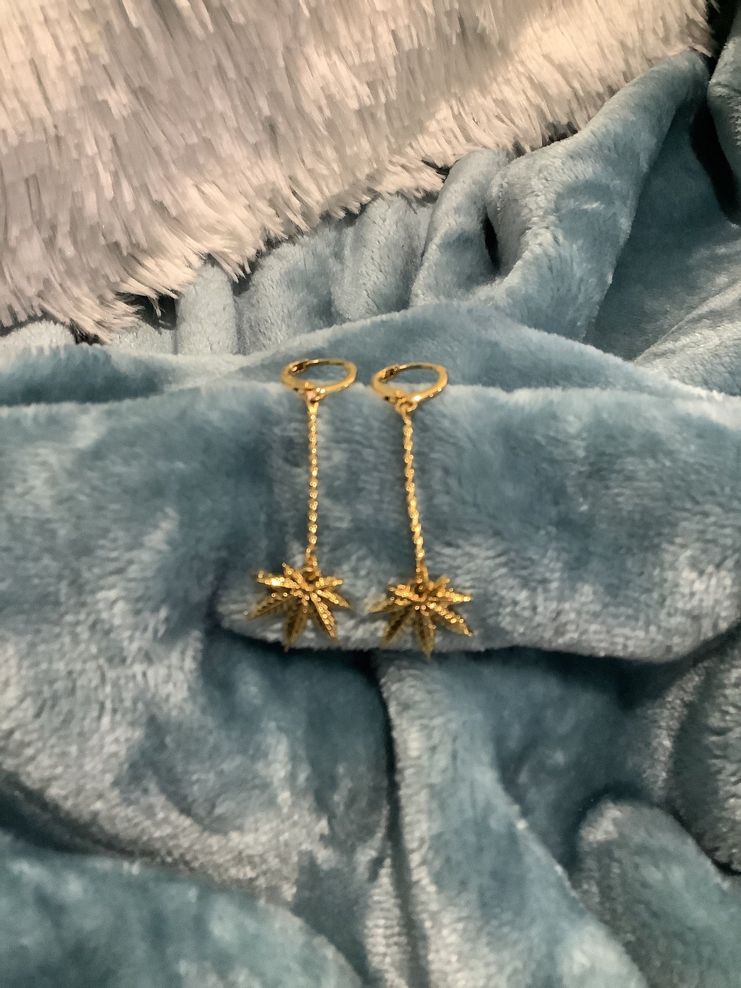 420 Leaf Strand Hoop Earrings