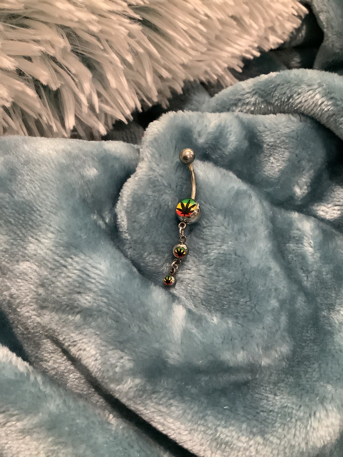 420 Rasta Leaf Belly Rings