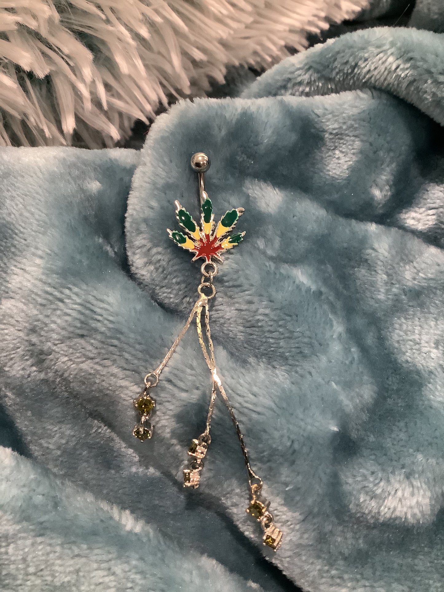 420 Rasta Leaf Belly Rings